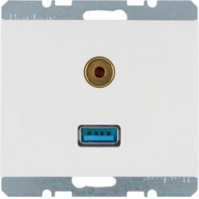 Мультимедійна USB/3.5мм розетка Berker K.1 полярна білизна