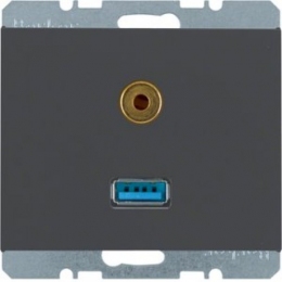 Мультимедійна USB/3.5мм розетка Berker K.1 антрацит