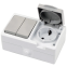 Lezard IP54 Білий Вимикач 2-кл + Розетка 1-на з кришкою